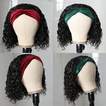 Sunber Short BOB Headband Wigs Water Wave Best Human Hair Wigs Glueless Scarf Wigs