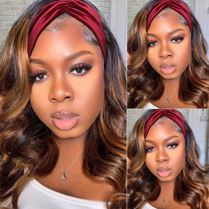 Flash Sale Sunber Balayage Highlight Dark Roots Body Wave Wear And Go Glueless Headband Wigs