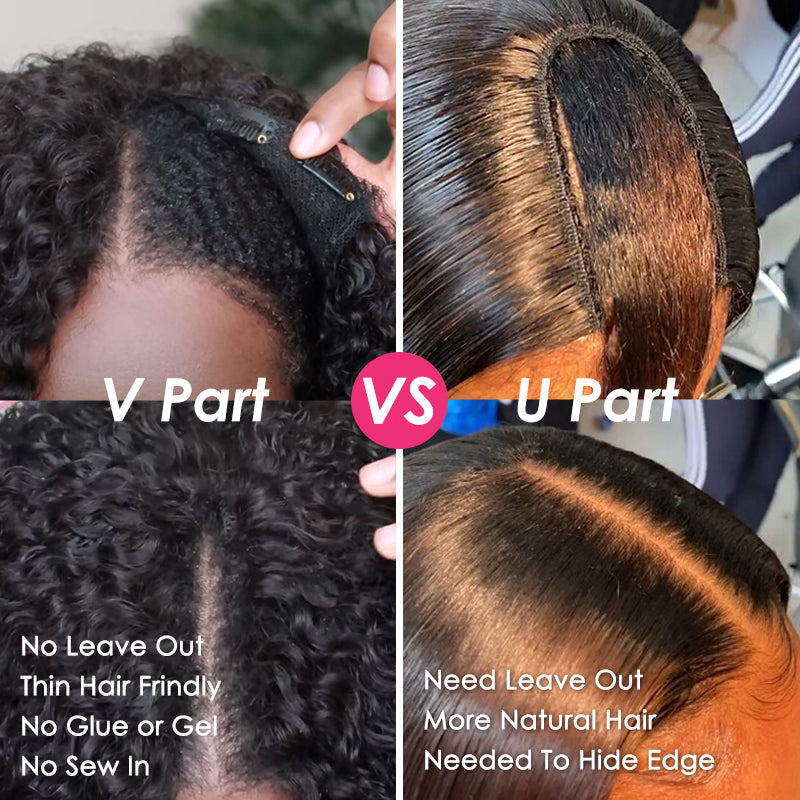 Flash Sale Sunber Effortless To Put On Curly V Part Wig Small Cap Human Hair Wig No Leave Out Glueless Upgrade U Part Wigs