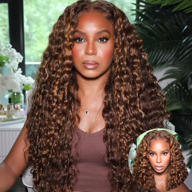 BOGO Sunber Brown Highlight Big Curly 13x4 Lace Frontal Wigs