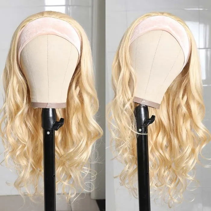 Clearance Sale 613 Blonde Color Natural Wave Wigs Human Hair Headband Wig Flash Sale