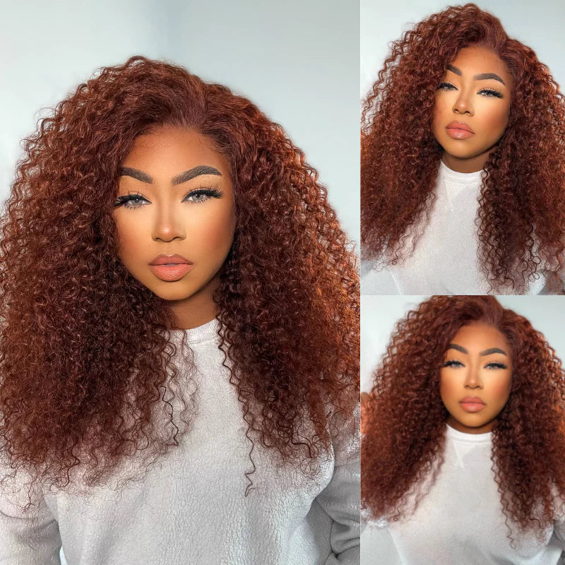 Extra 60% OFF | Sunber Reddish Brown Jerry Curly 13x4/7×5 Bye Bye Knots Lace Front Wig Real Human Hair