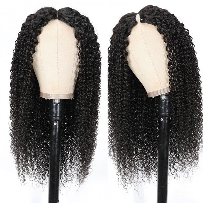 Sunber 2 In 1 Dry Straight And Wet Curly V Part Wigs High Quality Human Hair Wigs Flash Sale