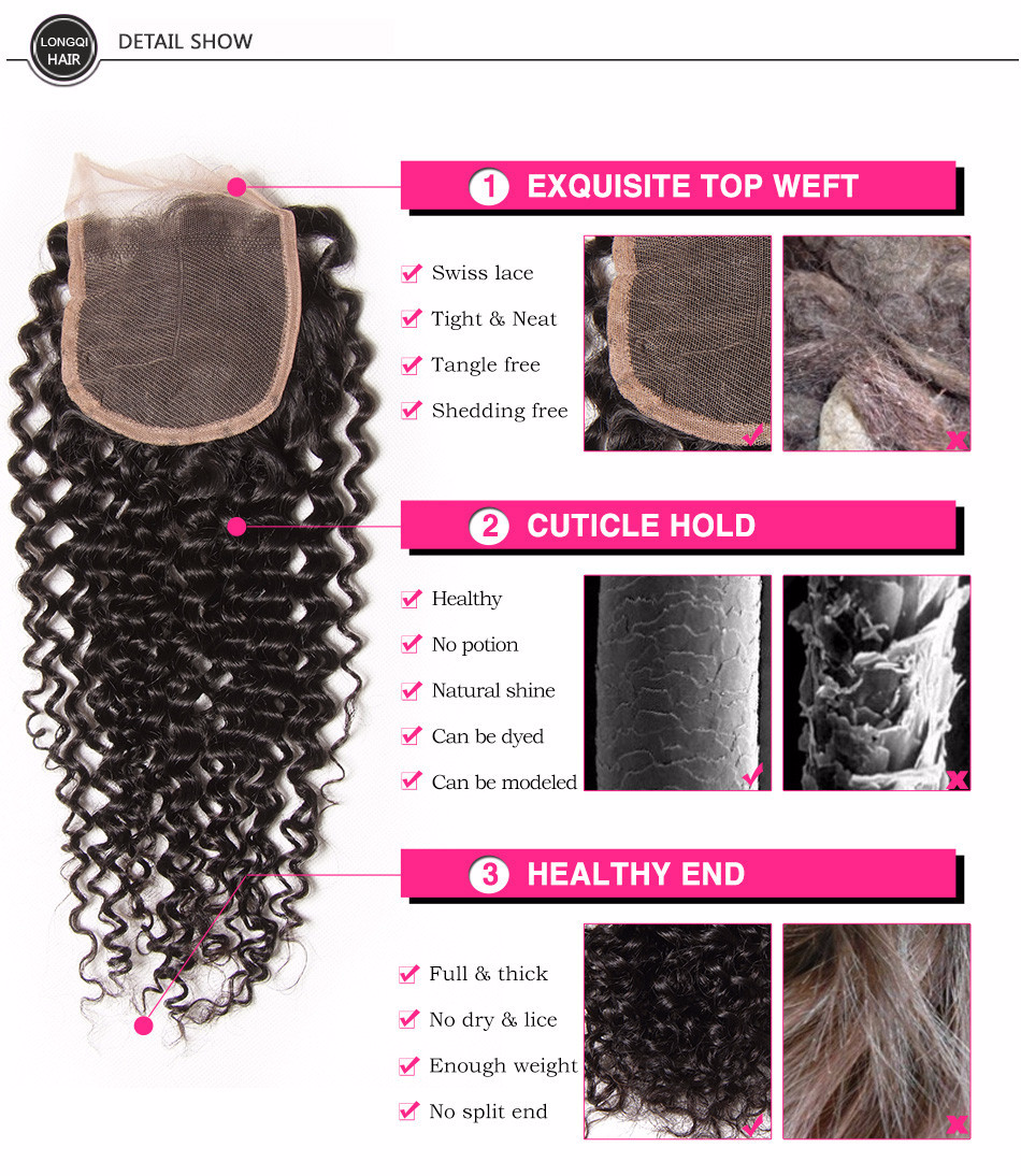 Malaysian Virgin Curly Hair 3 Bundles with 4&quot;*4&quot; Lace Closure, 