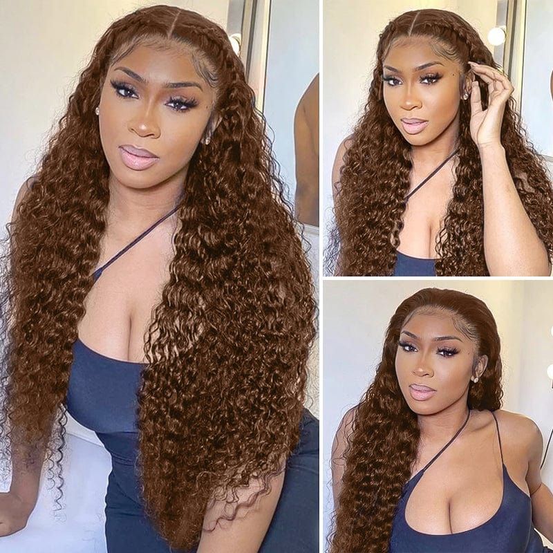 Flash Sale Sunber Chestnut Brown Color Straight Human Hair Wigs 13*5 T Part Lace Front Wig