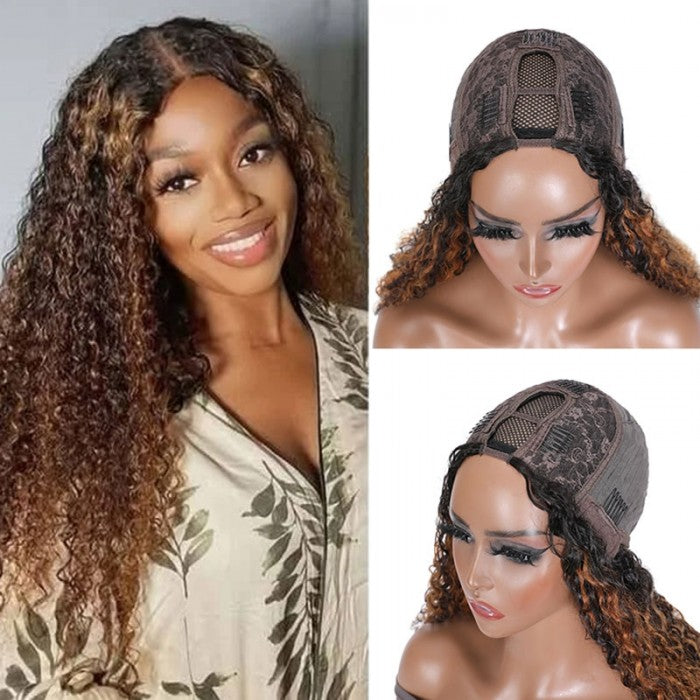 Flash Sale Sunber 7x5 Bye Bye Knots Balayage Highlight Full Curly Pre Cut Lace Closure Wig With Bleached Knots