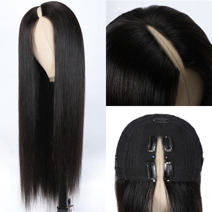 Sunber No Glue Straight V Part Wigs Beginner Friendly No Leave Out New Lace Human Hair Wig Huge Sale