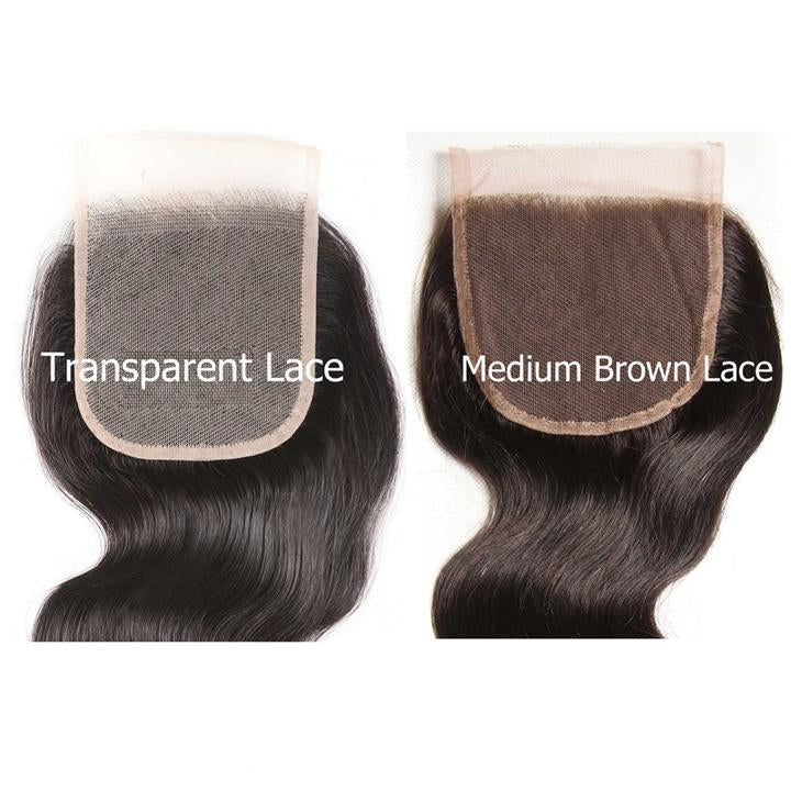 Sunber Hair Body Wave Hair 4 Bundles With 4*4 Transparent Lace Closure, 100% Human Virgin Hair Bundles