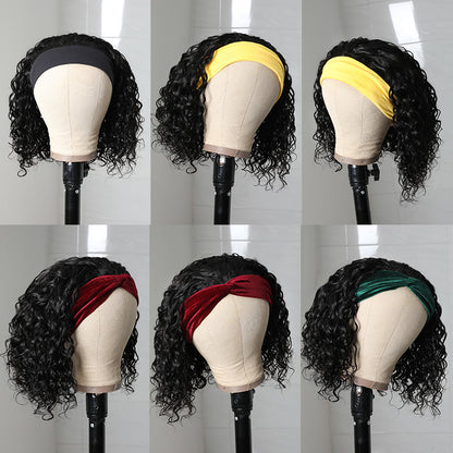 Sunber Headband Bob Wigs Water Wave Glueless Human Hair Wigs 150% Density Easy Wear &amp; Go Wigs