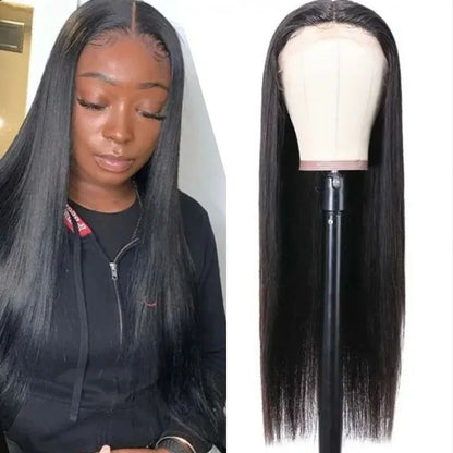 Sunber Straight Lace Front Human Hair Wigs Unprocessed Hand Tied Middle Part Lace Part Wig 150% Density