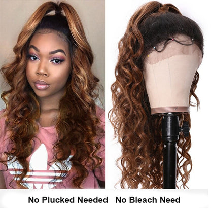 Sunber Ombre Deep Curly Human Hair Wig With Baby Hair Pre Plucked T1B/4/27 Ombre Curly Hair Lace Front Wig 150% Density