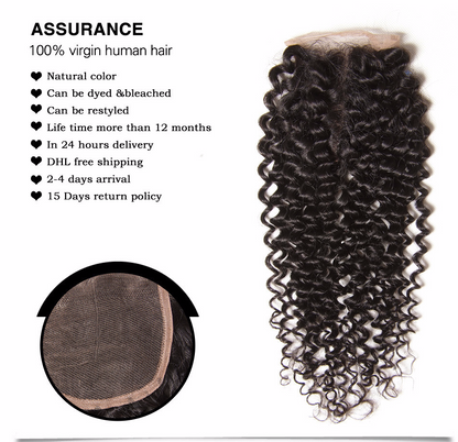 Malaysian Virgin Curly Hair 3 Bundles with 4&quot;*4&quot; Lace Closure, 