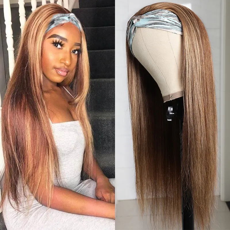 Flash Sale Highlight Blonde Piano Color Straight Headband Wigs 150% Density Glueless 100% Human Hair Wigs