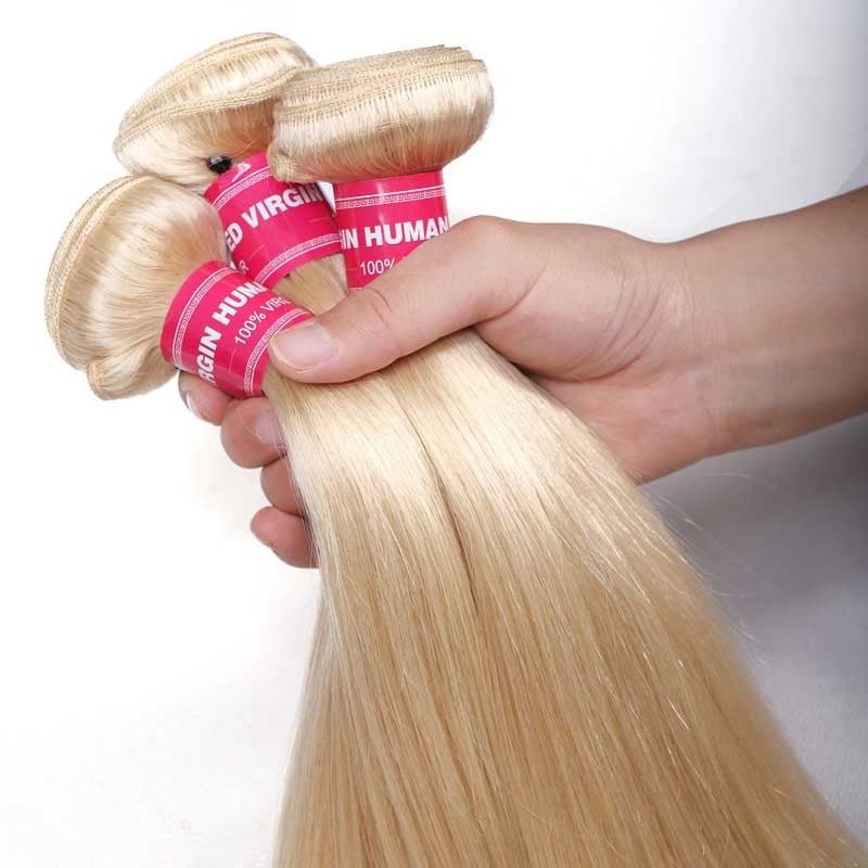 Sunber Hair Blonde 613 Hair Weave 3 Bundles Straight Hair Virgin Human Hair Weft