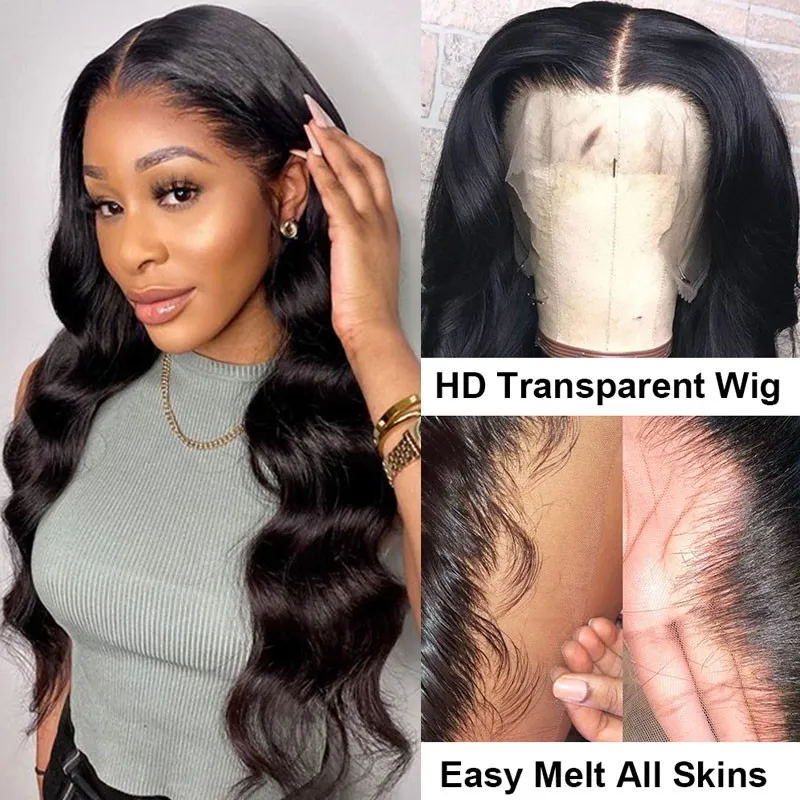 Sunber Body Wave 13x4 HD Invisible Transparent Lace Front Human Hair Wigs Bleached Knots 150% Density