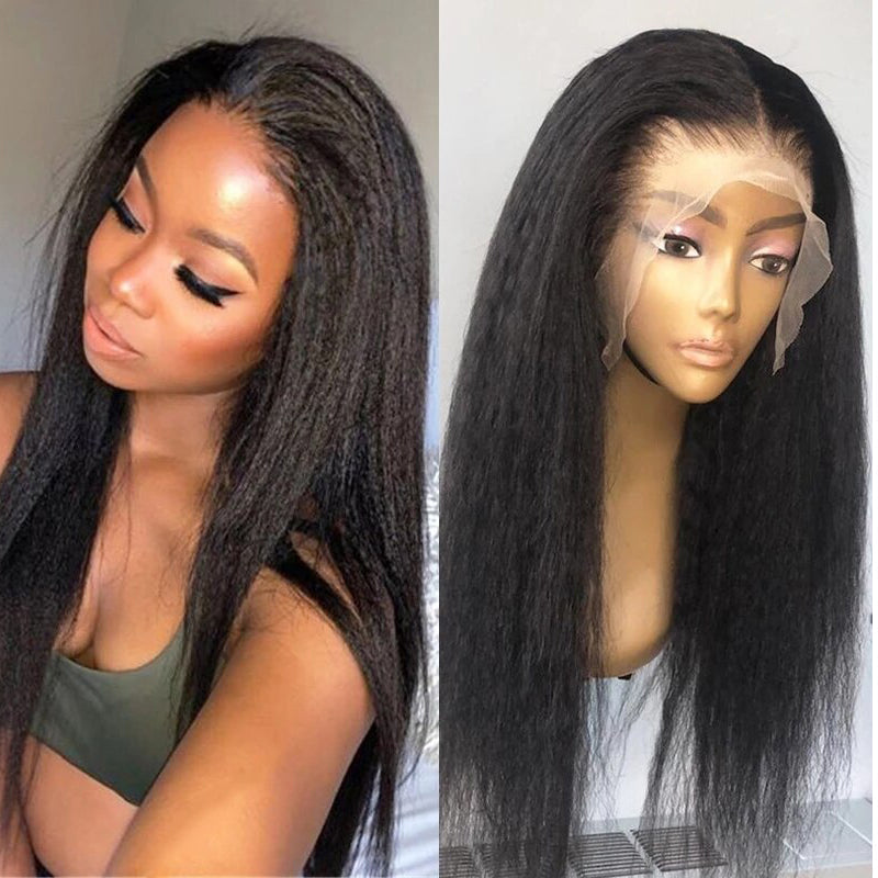 Sunber Kinky Straight And Yaki Straight 7*5 Pre Cut Lace Wigs Flash Sale