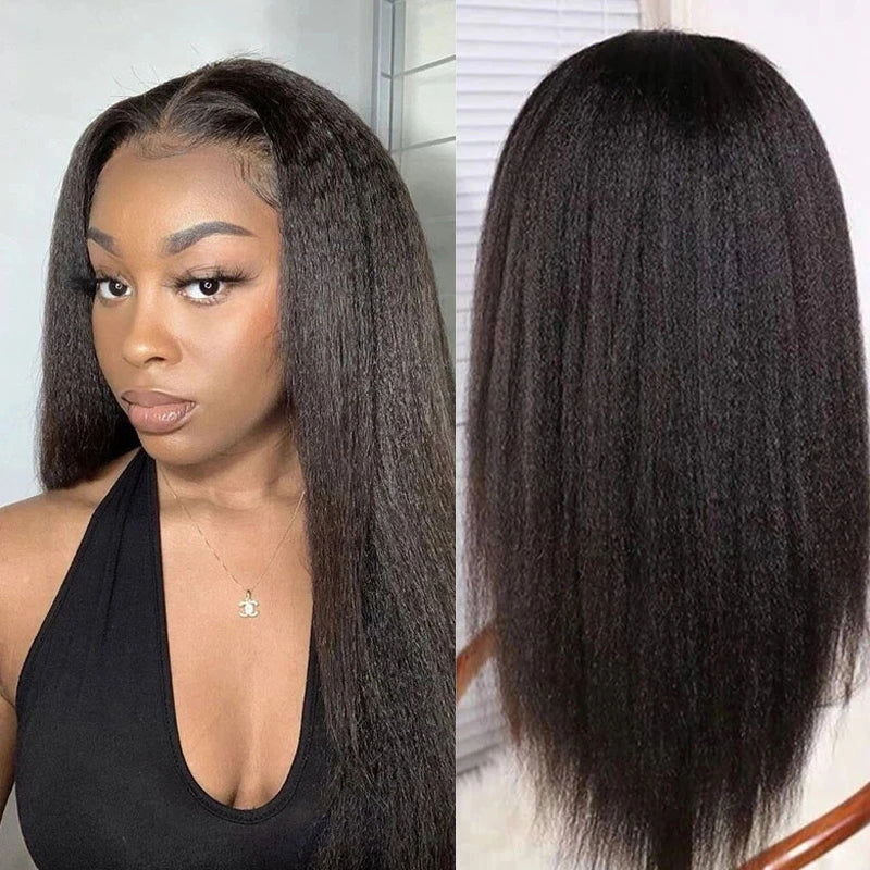 Sunber Kinky Straight And Yaki Straight 7*5 Pre Cut Lace Wigs Flash Sale