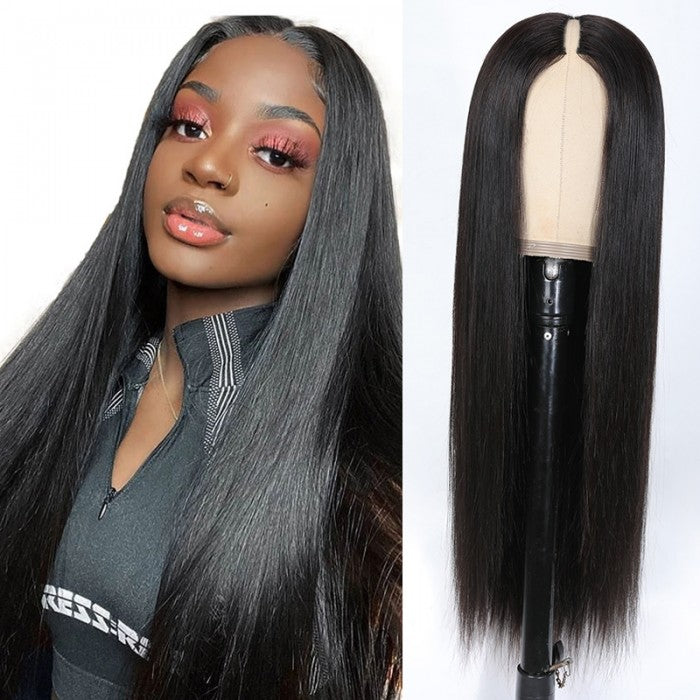 Sunber No Glue Straight V Part Wigs Beginner Friendly No Leave Out New Lace Human Hair Wig Huge Sale