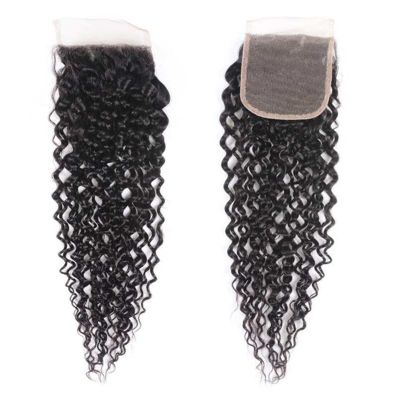 Sunber Black Curly Brazilian Hair 4x4 Free Part Lace Closure Pre-Plucked With Virgin Human Hair