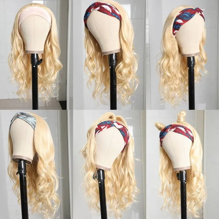 Clearance Sale 613 Blonde Color Natural Wave Wigs Human Hair Headband Wig Flash Sale