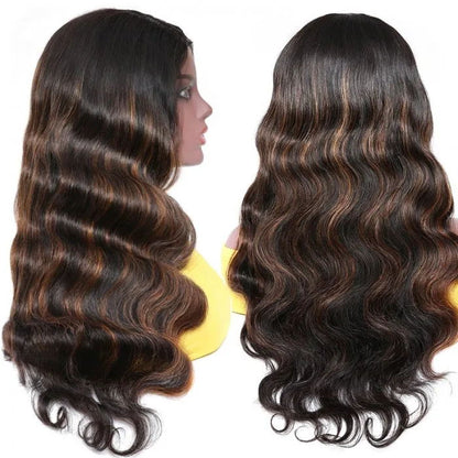 BOGO Sunber Mix Brown Highlight Colored U Part Wigs Body Wave Human Hair Wigs