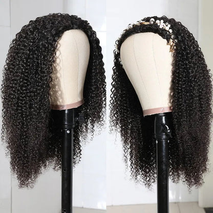 Sunber Afro Curly Hair Half Wig For Black Women 180% Density Kinky Curly 3/4 Half Wig