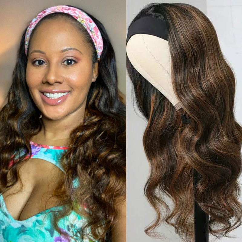 Flash Sale Sunber Balayage Highlight Dark Roots Body Wave Wear And Go Glueless Headband Wigs