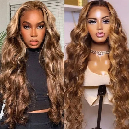 Sunber $100 Off Body Wave Honey Blonde Highlights Lace Frontal Wigs Supernatural and Realistic