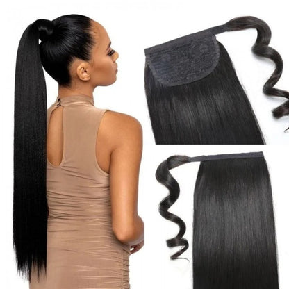 【20”=$36】Flash Sale Sunber Silky Straight Ponytail Clip In Hair Extensions Human Hair