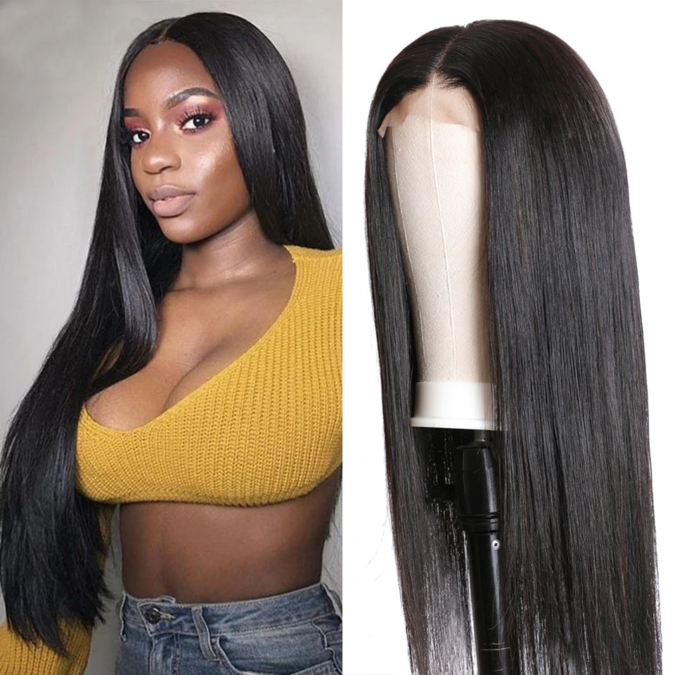 Sunber 13x4 Lace Front Wigs Straight Hair Wig Pre-Plucked Hairline 150% Density Human Hair Wig Fast Wig Shipment