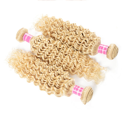 Sunber 3 Bundles 613 Blonde Deep Wave Hair Weave 10-24 Inch On Sale