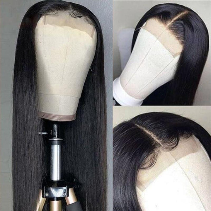 Sunber Silk Straight 4 By 4 Lace Closure Wigs 180% Density Human Hair Wigs