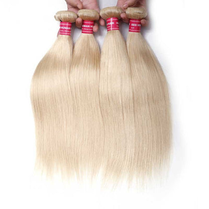 Sunber Hair Blonde 613 Hair Weave 4 Bundles Straight Hair Virgin Human Hair Weft