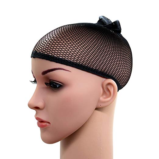 2 Pack Black Wig Caps with Thick and Strong Nylon Thread, Durable Mesh Net Fishnet Wig Cap with Close Dome, Perfect for Mermaid Makeup - Sunberhair