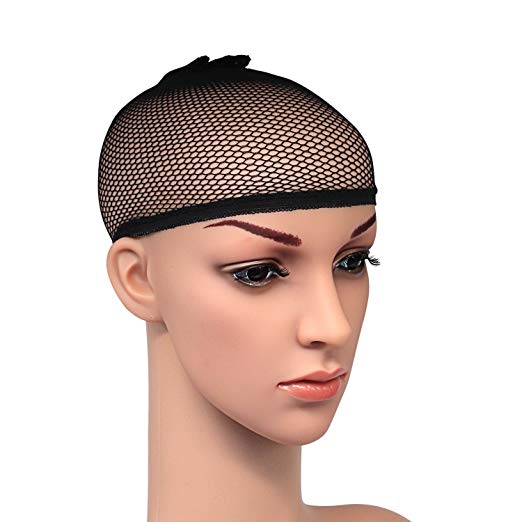 2 Pack Black Wig Caps with Thick and Strong Nylon Thread, Durable Mesh Net Fishnet Wig Cap with Close Dome, Perfect for Mermaid Makeup - Sunberhair