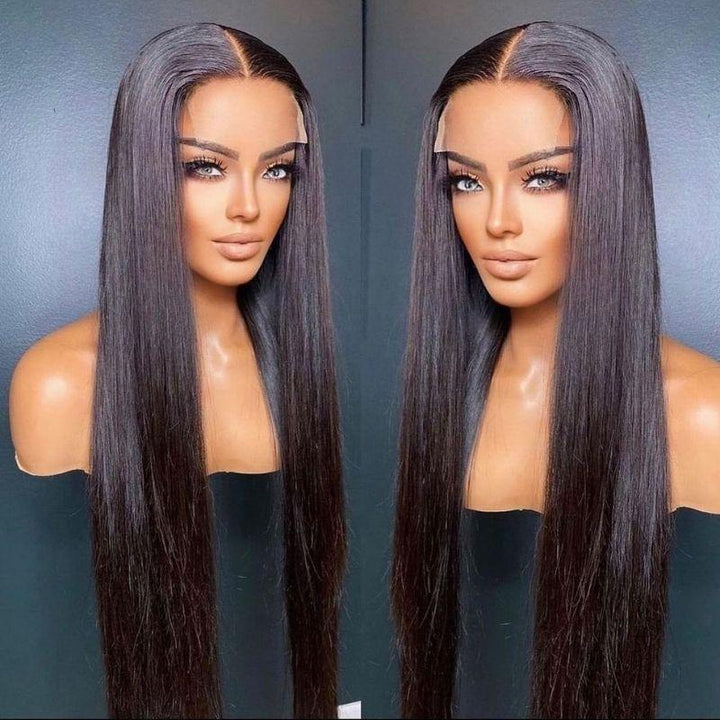 200% Density Bone Straight Invisible Lace Closure Wigs Human Hair Wigs Flash Sale