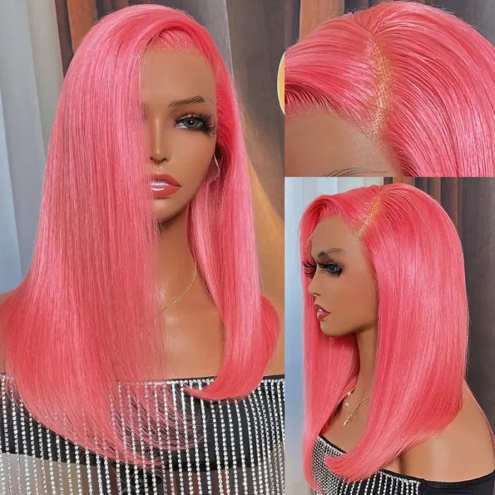 Sunber Candy Luxe Short Pink 13x4 Lace Front Shoulder Length Bob Wig Flash Sale