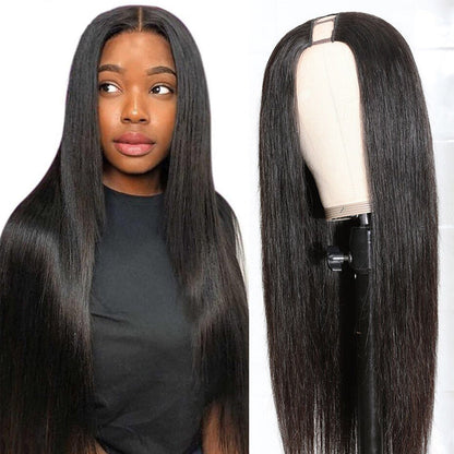 Clearance Sale Sunber U Part Human Hair Wigs Luxury Density Silky Straight Glueless Wig Pre Plucked Flash Sale