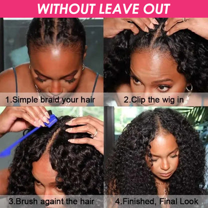 Flash Sale Upgrade U Part Wig Easy Installation Curly V Part Wig No Leave Out Glueless Wigs