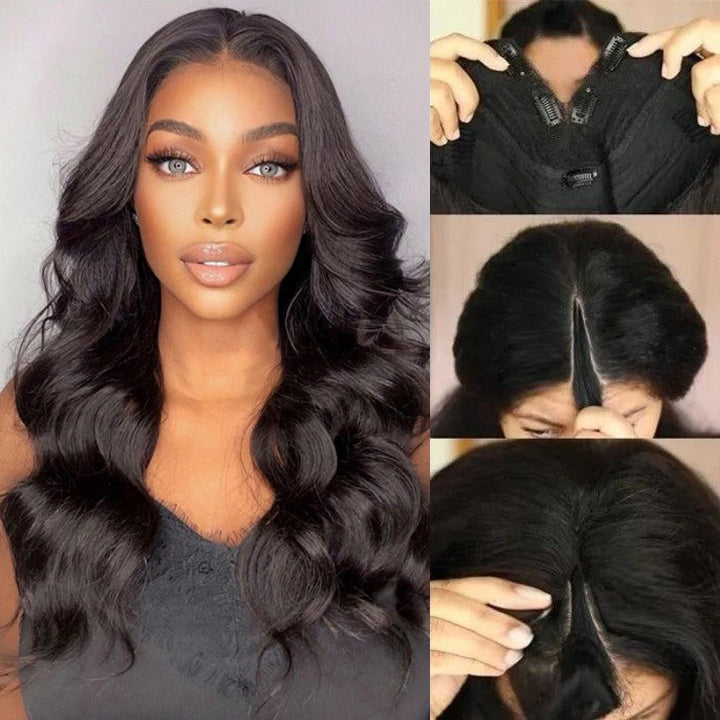 Sunber Small Head Friendly Body Wave New V Part Wigs No Leave Out Glueless Upgrade U Part Wigs