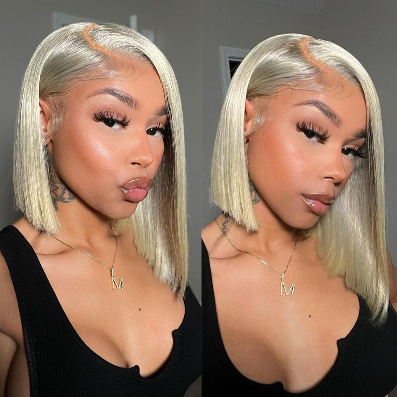 Sunber 613 Blonde Bone Straight Bob Invisible Lace Wigs 200% Density Flash Sale