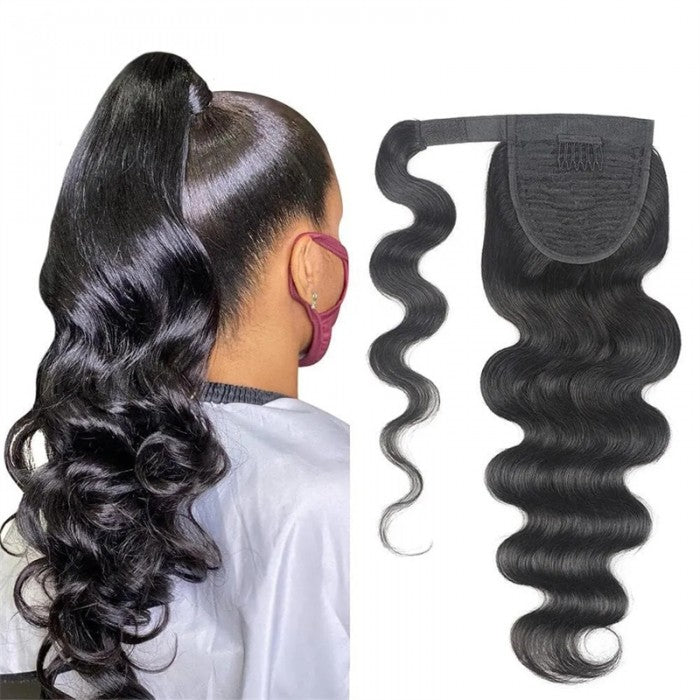 Flash Sale Sunber High Ponytail With Clip In Wrap-around Body Wave Ponytail Extension Human Hair