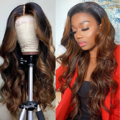 BOGO Sunber Balayage Highlight 13x5 T Part Lace Front Wig Body Wave Wigs Lace Frontal Wigs