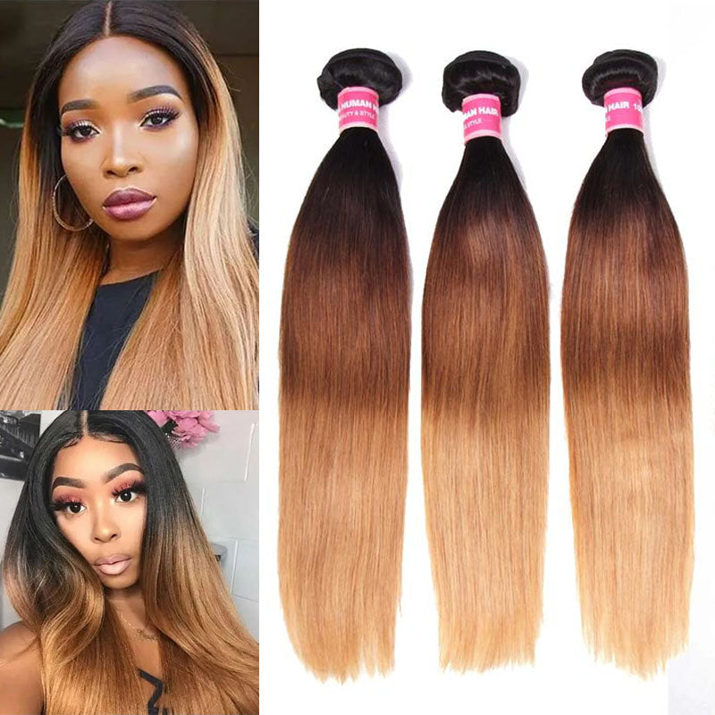 Sunber Hair Ombre Straight Hair Weave 1 Bundle T1B/4/27 Color 16&quot;-26&quot; Hair Weave