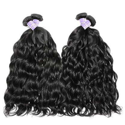 Sunber Natural Black  4Bundles Human Hair Weaves With  Natural Wave Hair