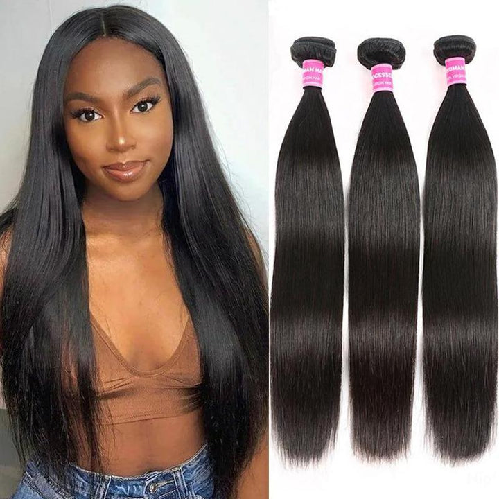 Sunber Natural Black Body Wave Or Straight 3Bundles Human Hair Weave  for Black Woman