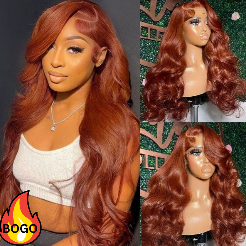 BOGO Sunber Copper Brown Body Wave 13x4 Lace Front Wigs  Pre-Plucked With Babyhair