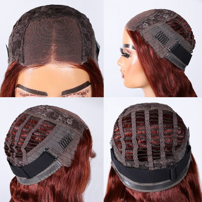 BOGO Sunber Easy To Wear Reddish Brown 4x4 Pre-Cut Lace Breathable Cap Human Hair Wigs