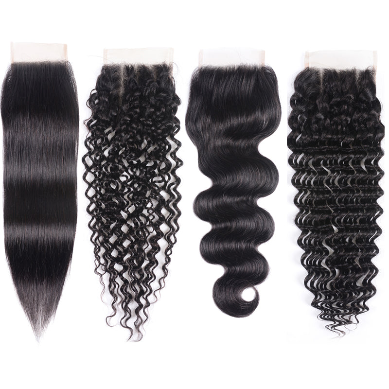 Sunber Hair 1PCS Affordable Remy Human Hair 4*4  Lace Closures 4 Styles Matched with Bundles Better