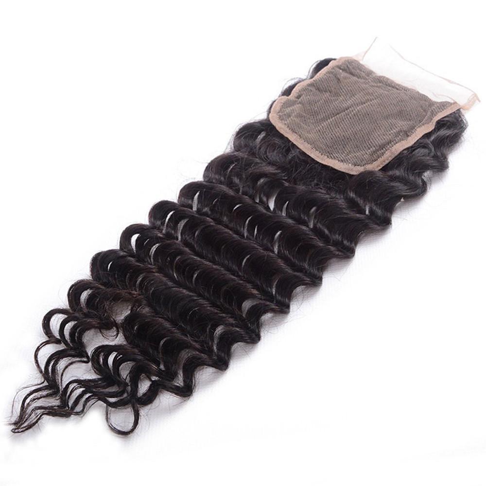 Virgin Peruvian Deep Wave Hair Weaves, 4 Bundles with 4*4 Lace Closure - Sunberhair